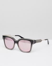 Квадратные солнцезащитные очки в черной оправе со стеклами цвета розов Christian La Croix 1239495