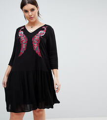 Свободное платье с вышивкой Junarose - Черный 1220591