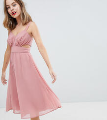 Платье миди на бретельках с вырезами ASOS DESIGN Petite - Розовый Asos Petite 1206458