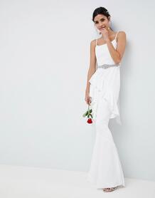 Платье макси с оборками и ремнем ASOS EDITION Wedding - Белый 1222173