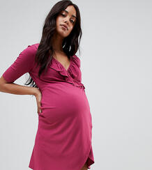 Чайное платье с запахом и оборками ASOS DESIGN Maternity - Красный ASOS Maternity - Nursing 1238793