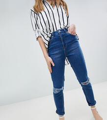 Узкие джинсы в винтажном стиле с дырками на коленях ASOS DESIGN Petite Asos Petite 1248335