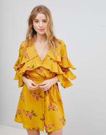 Платье с цветочным принтом и оборками Influence - Желтый 1188972