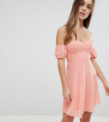 Платье мини в горошек с открытыми плечами и вырезом сердечком Glamorou Glamorous Petite 1222466