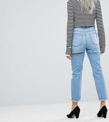Выбеленные джинсы слим в винтажном стиле с завышенной талией и рваной Asos Petite 1151814