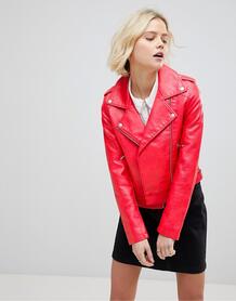 Байкерская куртка из искусственной кожи b.Young - Красный 1158314