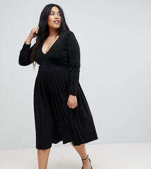 Юбка миди со складками ASOS DESIGN Curve - Черный Asos Curve 1260907