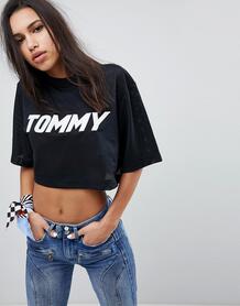 Короткая футболка с логотипом Gigi Hadid Tommy - Черный Tommy Hilfiger 1241114