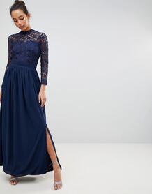 Кружевное платье макси с длинными рукавами Club L - Темно-синий 1226721