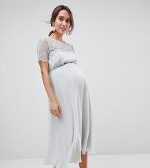 Платье миди с кружевом и цветочной отделкой ASOS Maternity - Зеленый 1223342