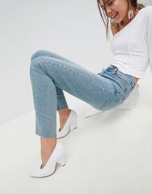Выбеленные джинсы прямого кроя с завышенной талией и необработанным кр ASOS DESIGN 1201998