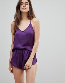 Атласная пижама с шортами Chelsea Peers - Фиолетовый 1184184