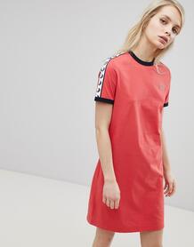 Платье-футболка с логотипом и отделкой лентой Fred Perry - Красный 1231659