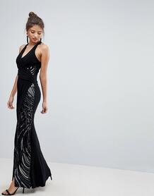Платье макси с халтером и пайетками Lipsy - Черный 1226565