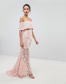 Платье макси с широким вырезом и вышивкой Jarlo - Розовый 1214508