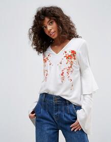 Блузка с вышивкой Neon Rose - Белый 1190410