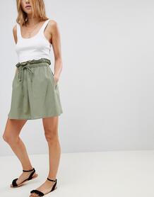 Хлопковая расклешенная мини-юбка с карманами ASOS - Зеленый ASOS DESIGN 1209901