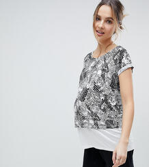 Двухслойная футболка с абстрактным монохромным принтом ASOS MATERNITY ASOS Maternity - Nursing 1226699