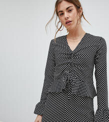 Укороченная блузка в горошек со сборками Wednesday's Girl - Черный 1221888