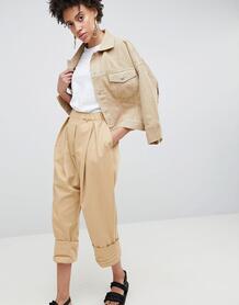 Саржевые брюки с заниженной проймой ASOS WHITE - Светло-бежевый 1208430