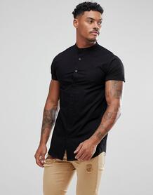 Черная обтягивающая рубашка с трикотажными рукавами SikSilk - Черный 1197533