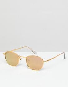 Овальные солнцезащитные очки в стиле 90-х с золотистыми стеклами ASOS ASOS DESIGN 1186232