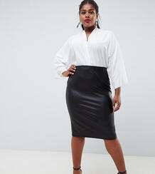 Юбка-карандаш из искусственной кожи ASOS DESIGN Curve - Черный Asos Curve 1237880