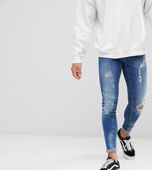 Обтягивающие джинсы с заплатками и прорехами Blend - Темно-синий 1031019