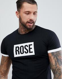 Обтягивающая футболка с крупным логотипом Rose London - Черный 1231100