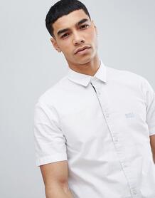 Белая оксфордская рубашка узкого кроя с короткими рукавами BOSS Boss Orange 1204902