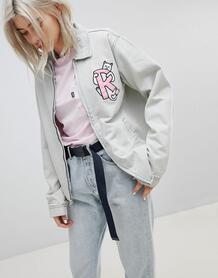Джинсовая куртка бойфренда с вышитым логотипом и контрастной клетчатой Rip N Dip 1175660