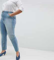 Выбеленные джинсы прямого кроя с завышенной талией и необработанными к Asos Curve 1202087