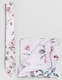 Комплект из галстука и платка для нагрудного кармана с цветочным принт Burton Menswear 1211909