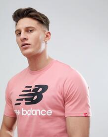 Розовая футболка с логотипом New Balance Stacked MT73587_DTP - Розовый 1230896