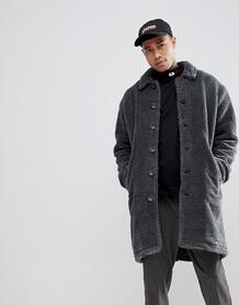 Темно-серое пальто из искусственного меха ASOS DESIGN - Серый 1204844