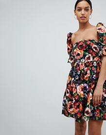 Платье в стиле 50-х с короткими рукавами и цветочным принтом Club L 1118145
