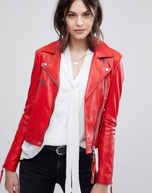 Кожаная куртка с асимметричной молнией Lab - Красный LAB LEATHER 1220040