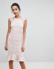 Платье-футляр с кружевной вставкой Lipsy - Розовый 1215091