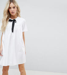 Свободное платье мини с люверсами и лентой ASOS PETITE - Белый 1176261