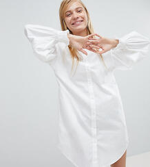 Платье-рубашка с пышными рукавами Monki - Белый 1196365