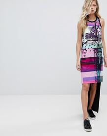 Асимметричное платье с пальмовым принтом и логотипом Versace Jeans 1210737