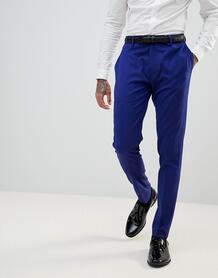 Ярко-синие супероблегающие строгие брюки ASOS WEDDING - Синий ASOS DESIGN 1134895