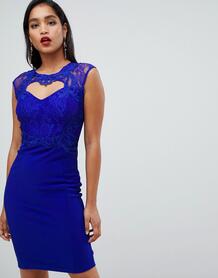 Облегающее платье с кружевом и вырезом сердечком Lipsy - Синий 1215089