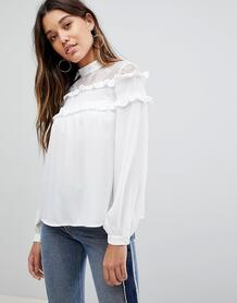 Блузка с высоким воротом и оборками Fashion Union - Белый 1204537