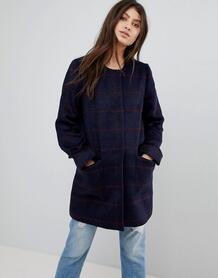 Шерстяное пальто без воротника Abercrombie & Fitch - Темно-синий Abercrombie& Fitch 1188197