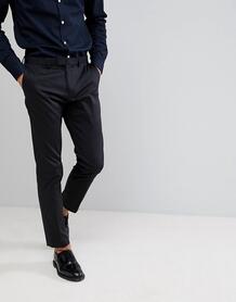 Черные сатиновые облегающие строгие брюки Burton Menswear - Черный 1246546