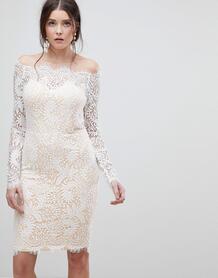 Кружевное платье миди со спущенными плечами Lioness - Белый 1204463