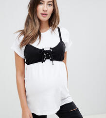 Футболка 2 в 1 с люверсами ASOS Maternity - Белый 1064642