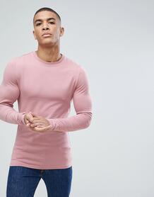 Розовая обтягивающая футболка с длинными рукавами ASOS DESIGN 1172770