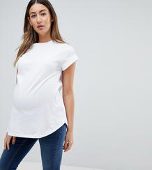 Белая футболка бойфренда с отворотами на рукавах и закругленным краем Asos Maternity 1192702
